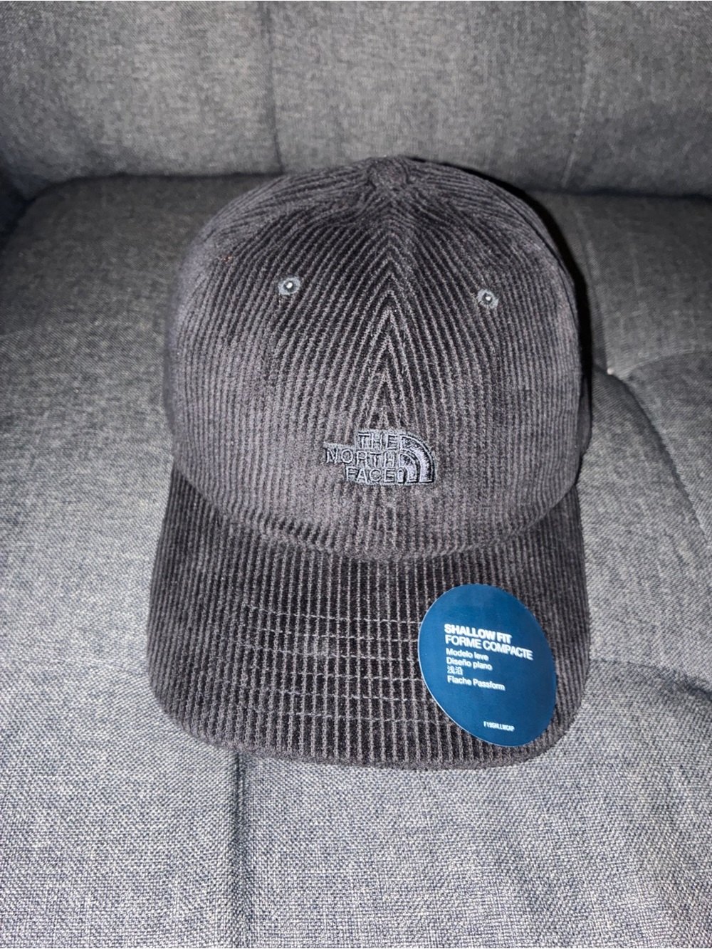 The North Face Men's Charcoal Corduroy Cap with Embroidered Logo